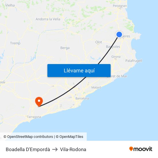 Boadella D'Empordà to Vila-Rodona map