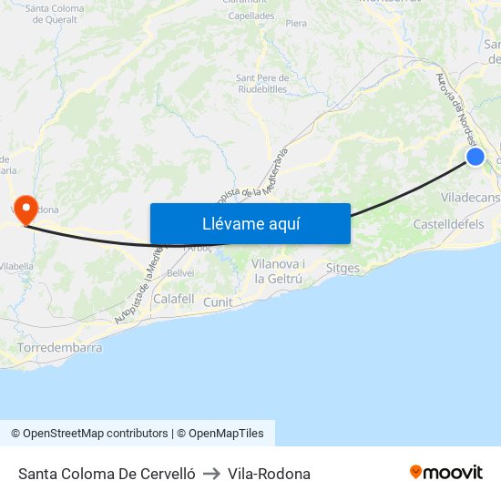Santa Coloma De Cervelló to Vila-Rodona map