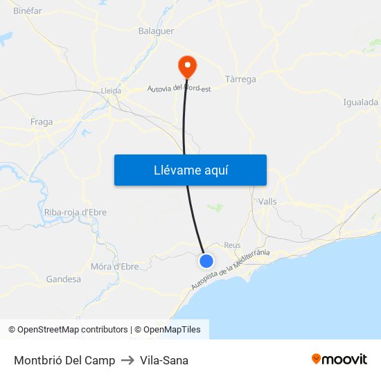 Montbrió Del Camp to Vila-Sana map