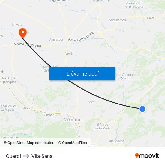 Querol to Vila-Sana map