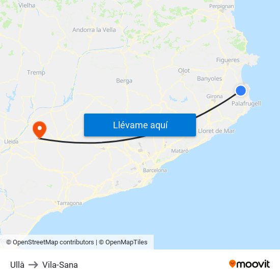Ullà to Vila-Sana map