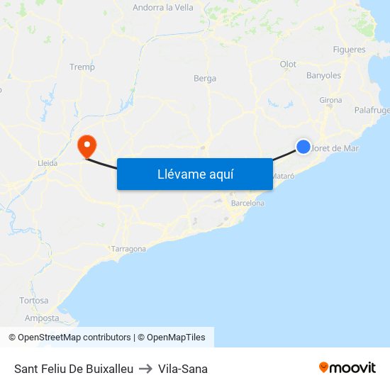 Sant Feliu De Buixalleu to Vila-Sana map