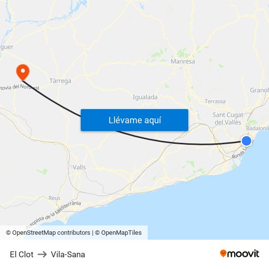 El Clot to Vila-Sana map