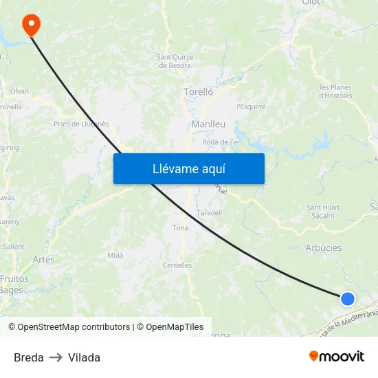 Breda to Vilada map