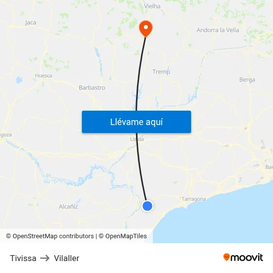 Tivissa to Vilaller map