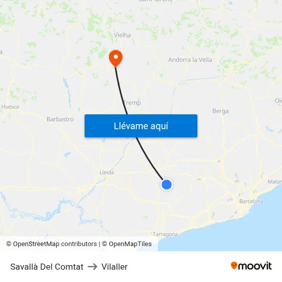 Savallà Del Comtat to Vilaller map