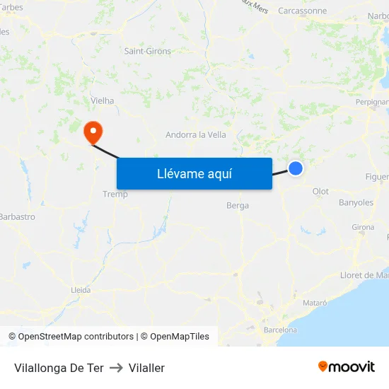 Vilallonga De Ter to Vilaller map