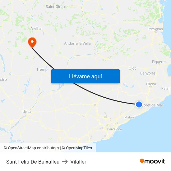 Sant Feliu De Buixalleu to Vilaller map