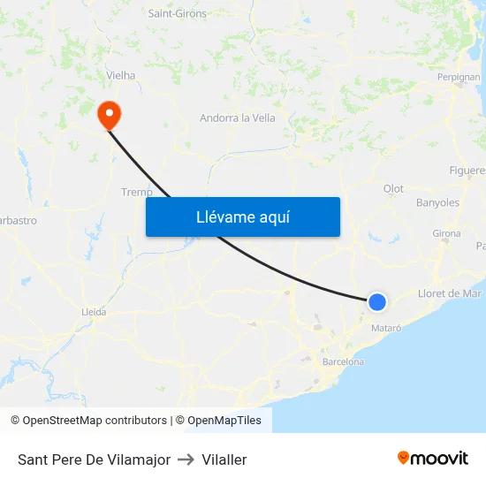 Sant Pere De Vilamajor to Vilaller map