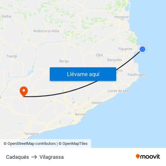 Cadaqués to Vilagrassa map