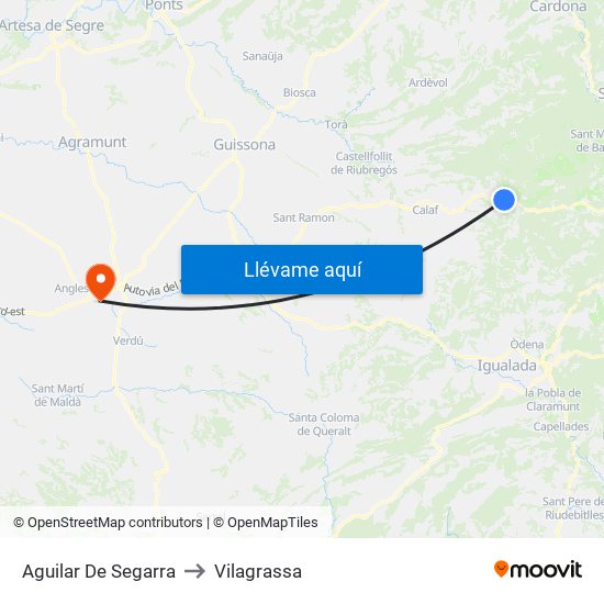 Aguilar De Segarra to Vilagrassa map