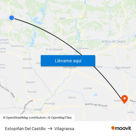 Estopiñán Del Castillo to Vilagrassa map