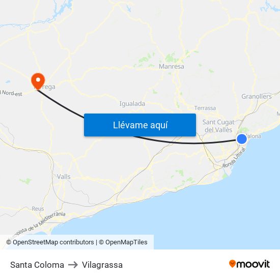 Santa Coloma to Vilagrassa map