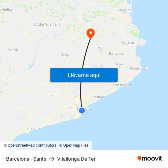 Barcelona - Sants to Vilallonga De Ter map