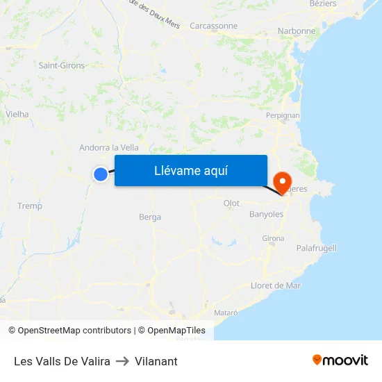 Les Valls De Valira to Vilanant map