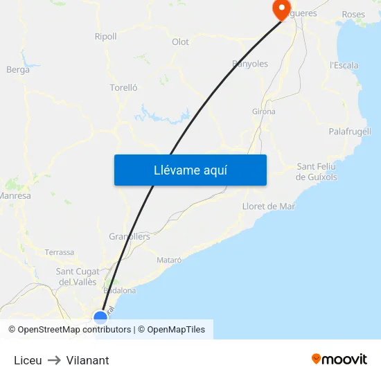 Liceu to Vilanant map