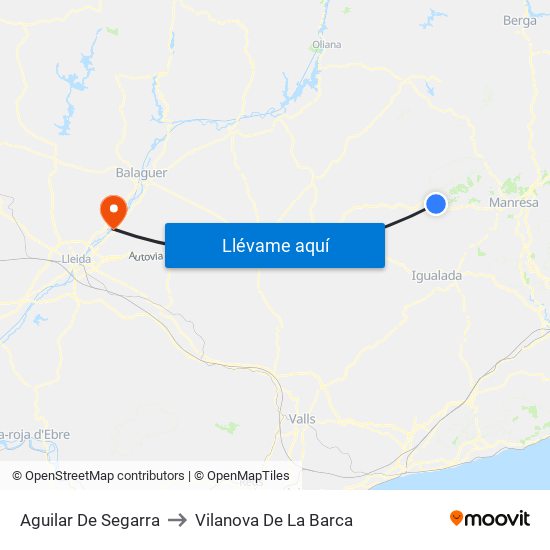 Aguilar De Segarra to Vilanova De La Barca map