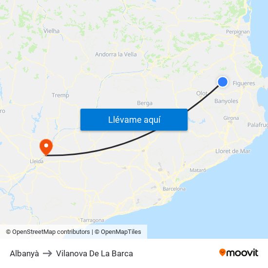 Albanyà to Vilanova De La Barca map