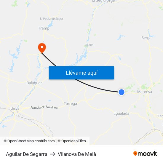 Aguilar De Segarra to Vilanova De Meià map