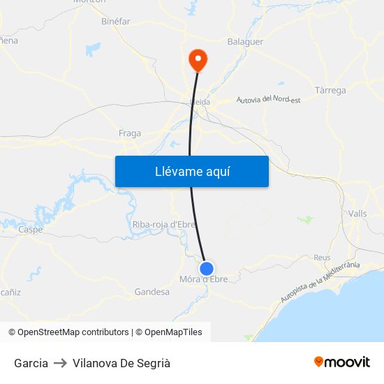 Garcia to Vilanova De Segrià map