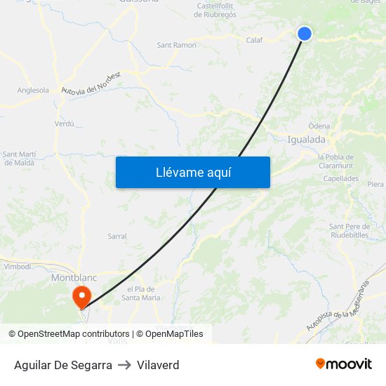 Aguilar De Segarra to Vilaverd map