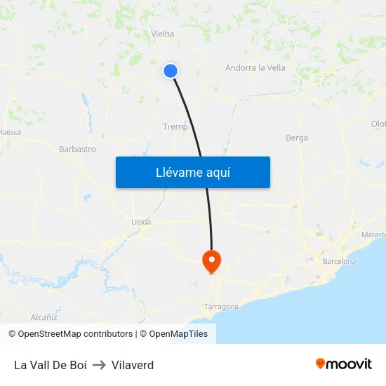 La Vall De Boí to Vilaverd map