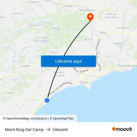 Mont-Roig Del Camp to Vilaverd map
