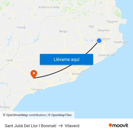 Sant Julià Del Llor I Bonmatí to Vilaverd map