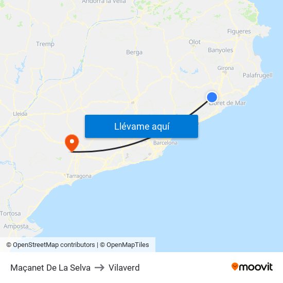 Maçanet De La Selva to Vilaverd map