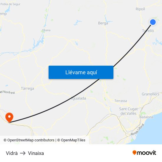 Vidrà to Vinaixa map