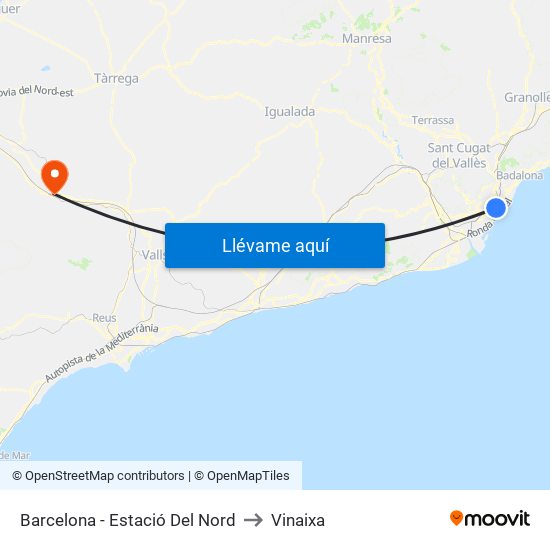 Barcelona - Estació Del Nord to Vinaixa map