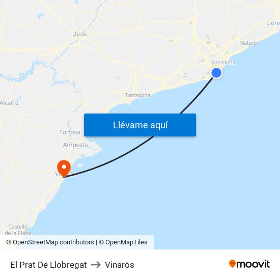 El Prat De Llobregat to Vinaròs map