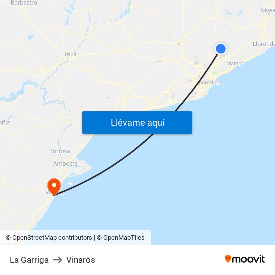La Garriga to Vinaròs map