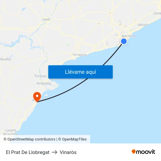 El Prat De Llobregat to Vinaròs map