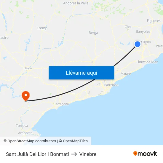 Sant Julià Del Llor I Bonmatí to Vinebre map