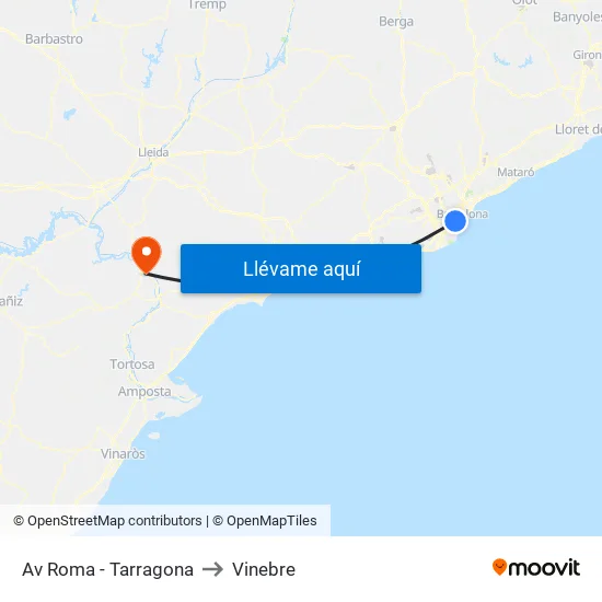 Av Roma - Tarragona to Vinebre map