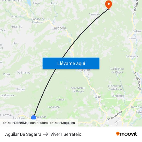 Aguilar De Segarra to Viver I Serrateix map