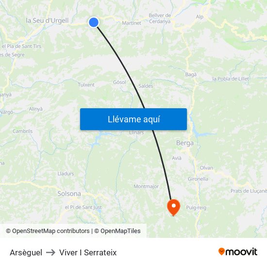 Arsèguel to Viver I Serrateix map