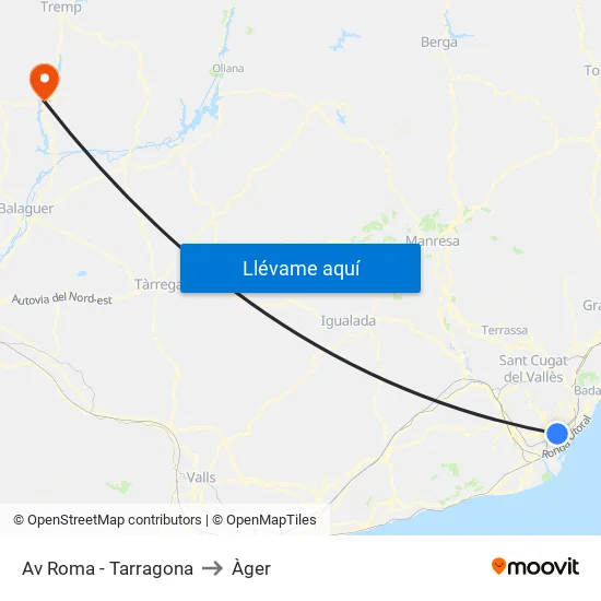 Av Roma - Tarragona to Àger map