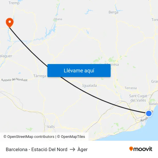 Barcelona - Estació Del Nord to Àger map