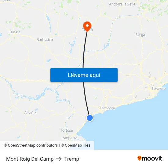 Mont-Roig Del Camp to Tremp map
