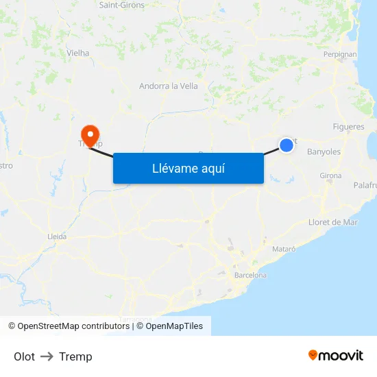 Olot to Tremp map