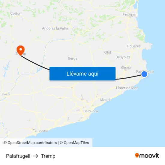 Palafrugell to Tremp map