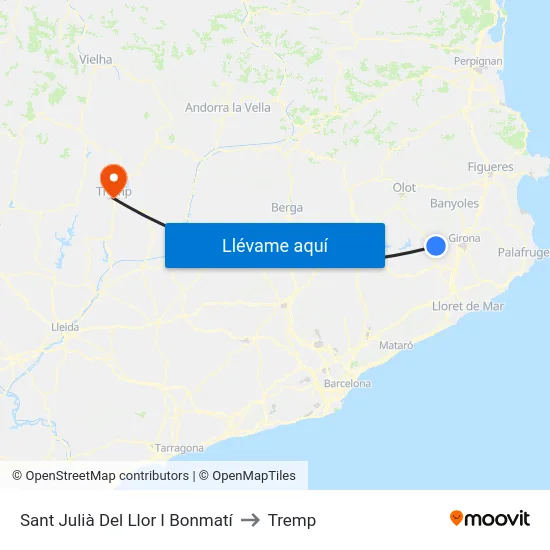 Sant Julià Del Llor I Bonmatí to Tremp map