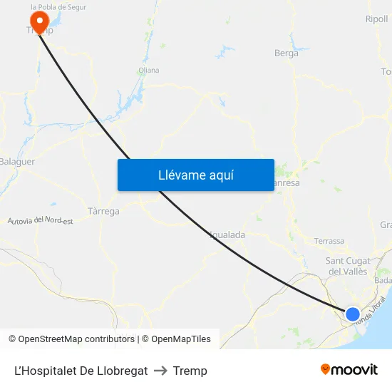L’Hospitalet De Llobregat to Tremp map
