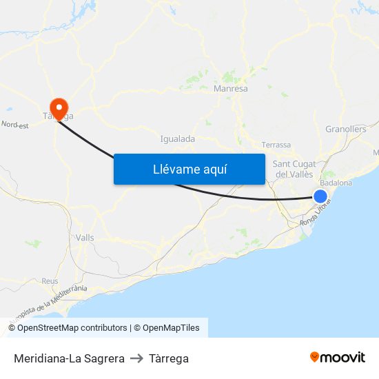 Meridiana-La Sagrera to Tàrrega map