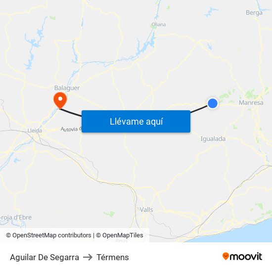 Aguilar De Segarra to Térmens map