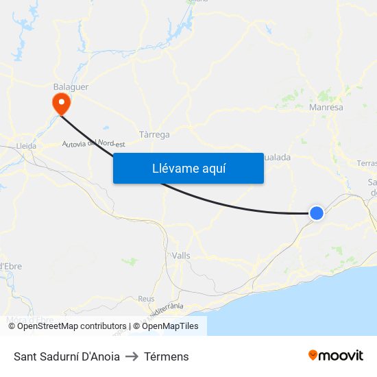 Sant Sadurní D'Anoia to Térmens map
