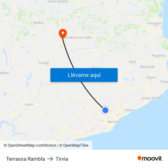 Terrassa Rambla to Tírvia map