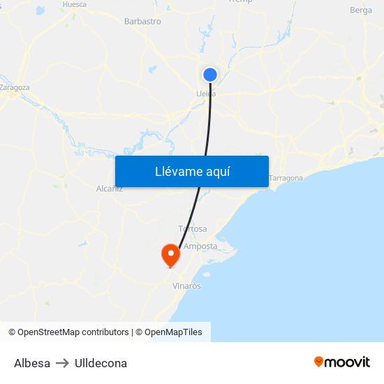 Albesa to Ulldecona map